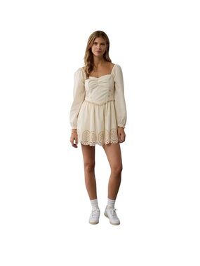 American Eagle long-sleeve sweetheart eyelet mini dress - large